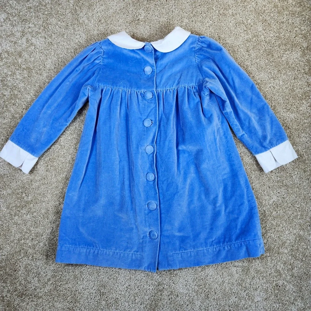 The Beaufort Bonnet Company Dress Blue Velvet Peter Pan Collar Classic Size‎ 10